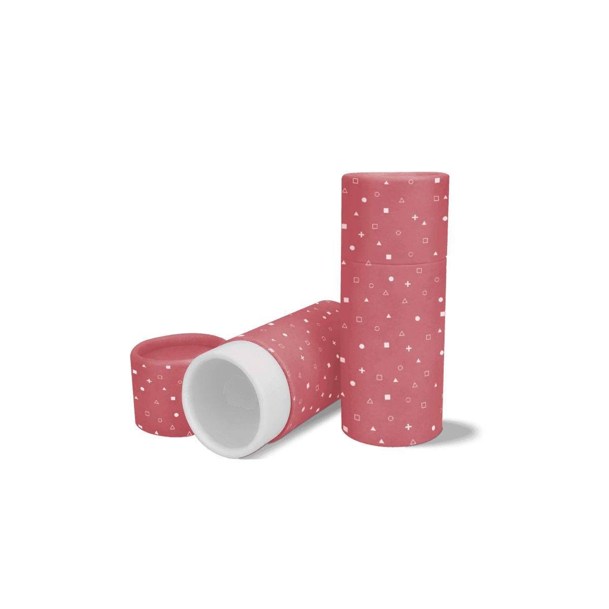 Custom push up paper tubes with movable bases for lip balm, solid perfume and skincare products.