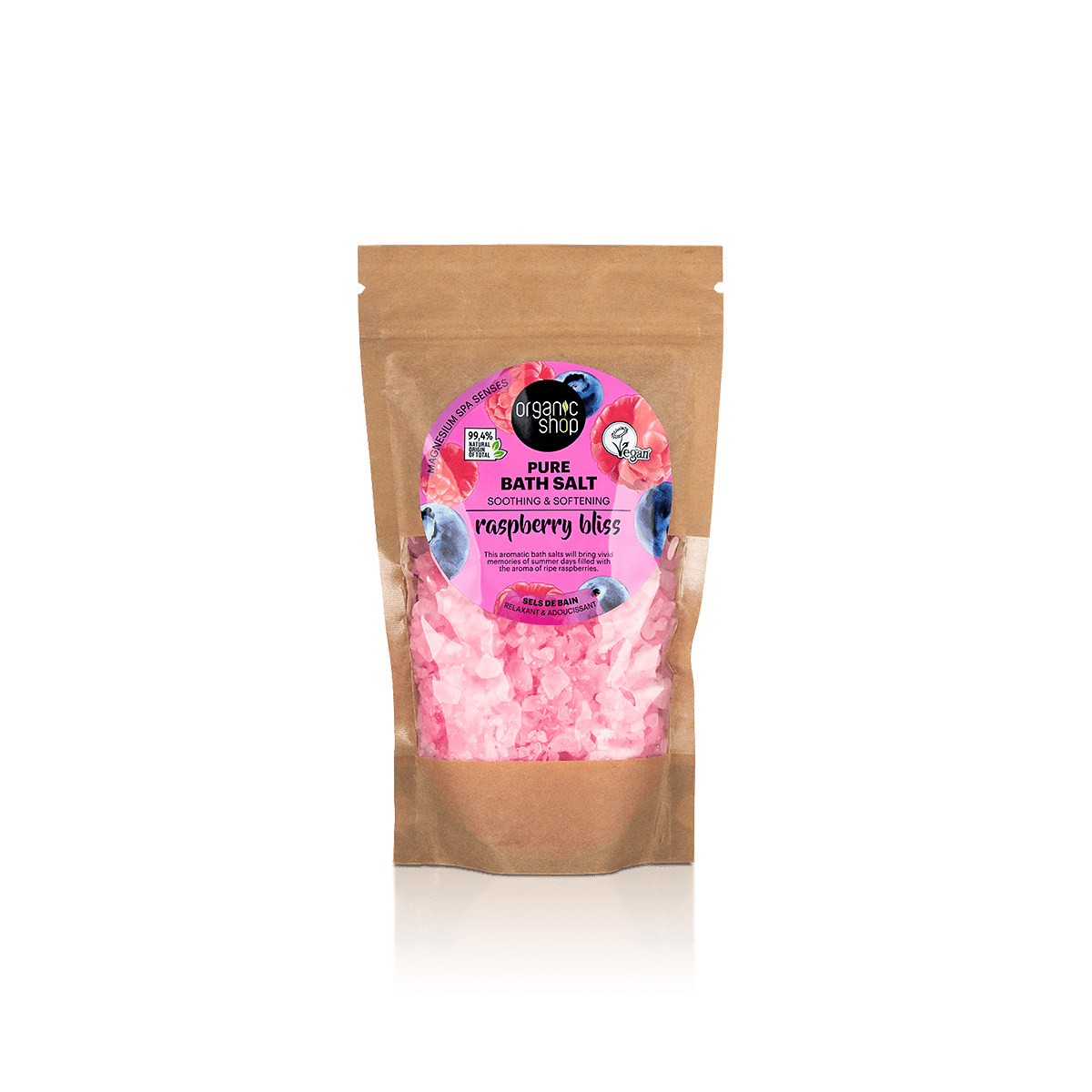 Custom bath salt pouches with resealable zips and protective pouch material for clean storage and retail presentation.