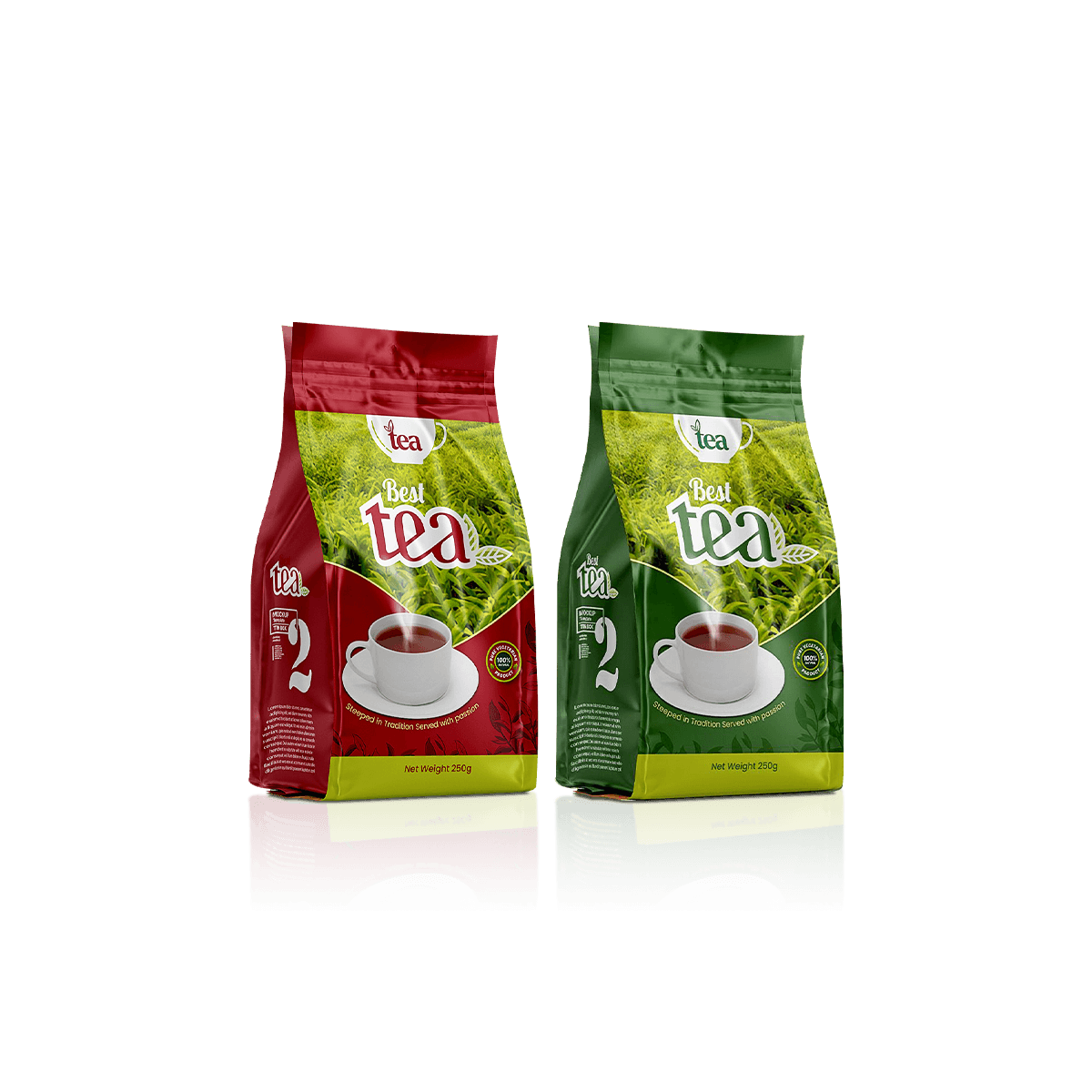 Custom tea pouches with resealable zips, printed branding and barrier layers to protect loose-leaf tea freshness