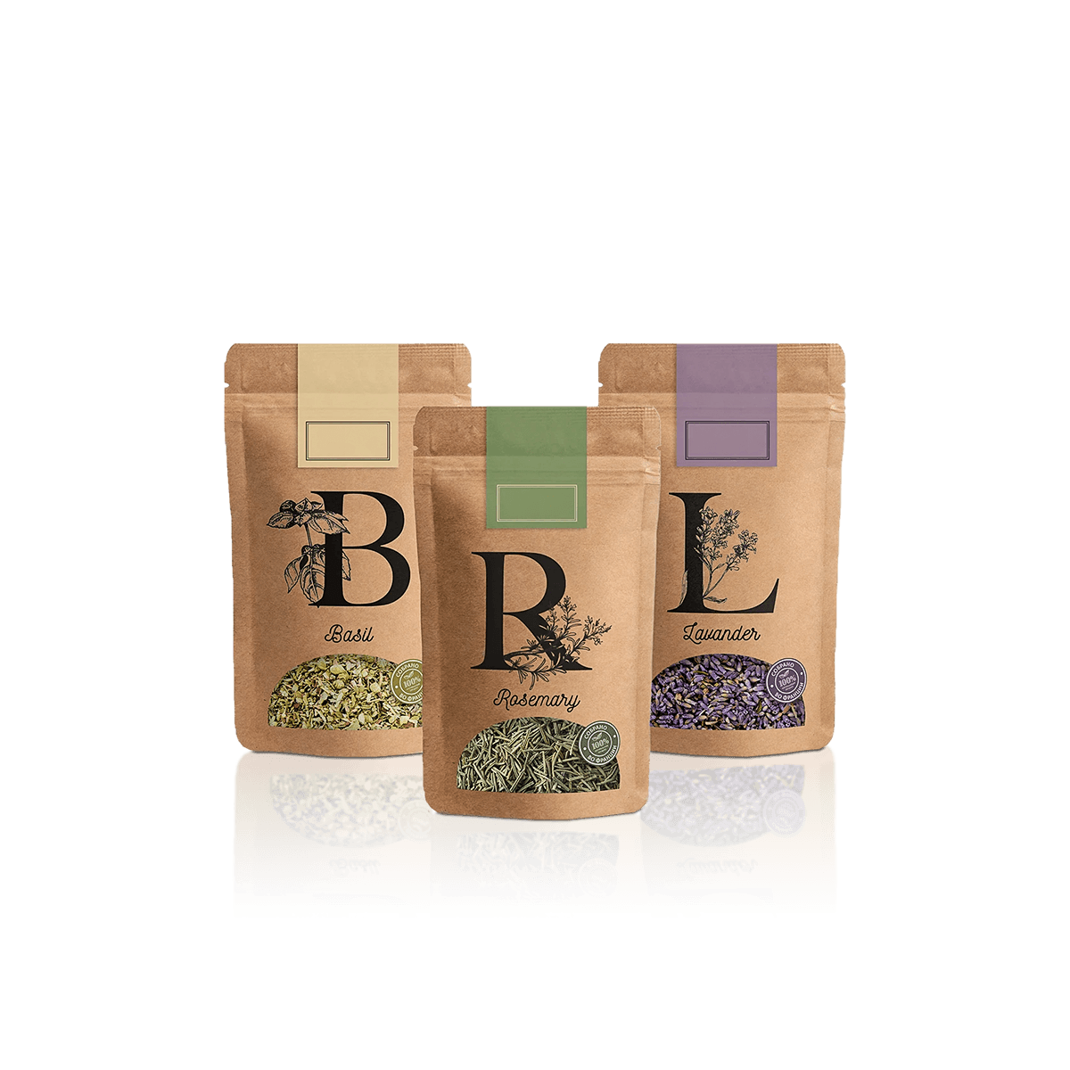Custom herb pouches with resealable closures, printed branding and barrier layers for dried herb protection