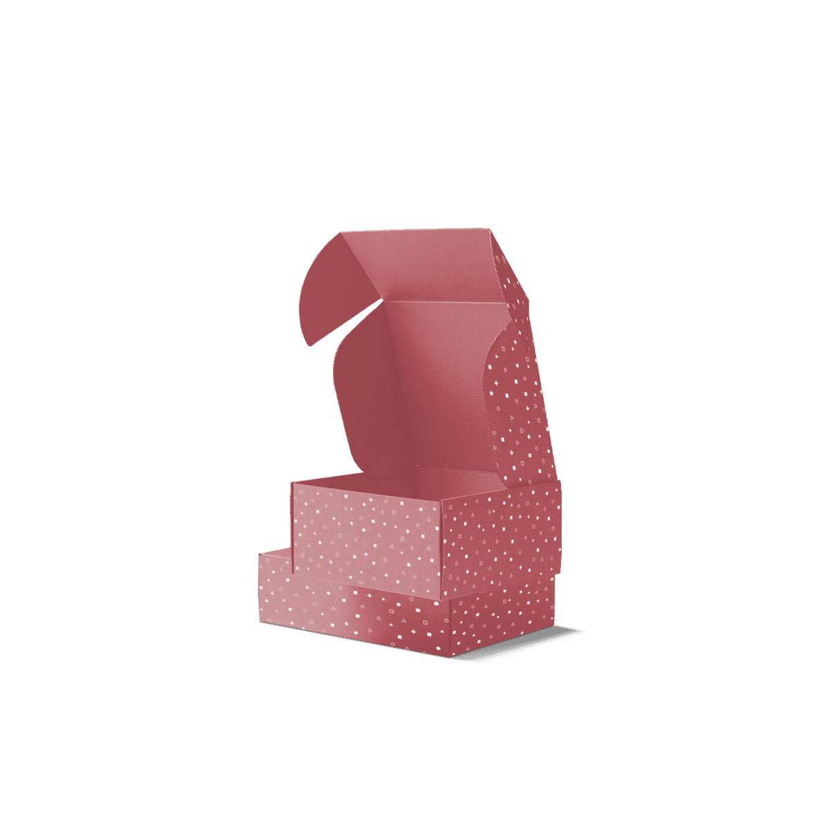 Custom roll end tuck front mailer box shown open with reinforced side walls and a secure front tuck closure