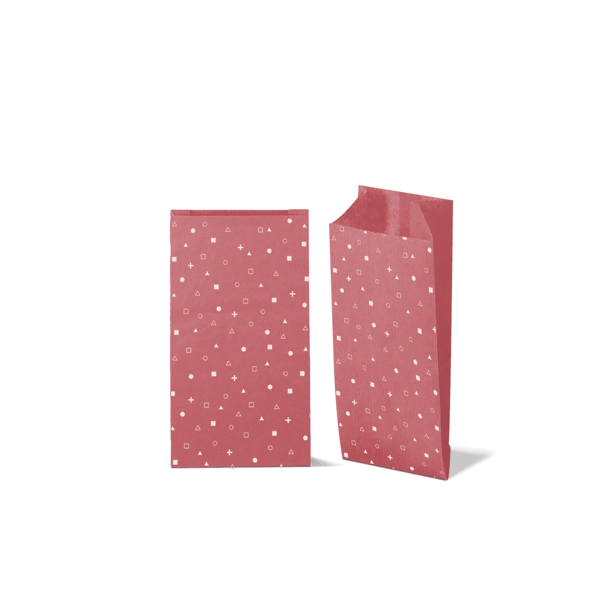 Custom pinch bottom paper bag with a secure pinched base, side gussets and branded print for food and small products.