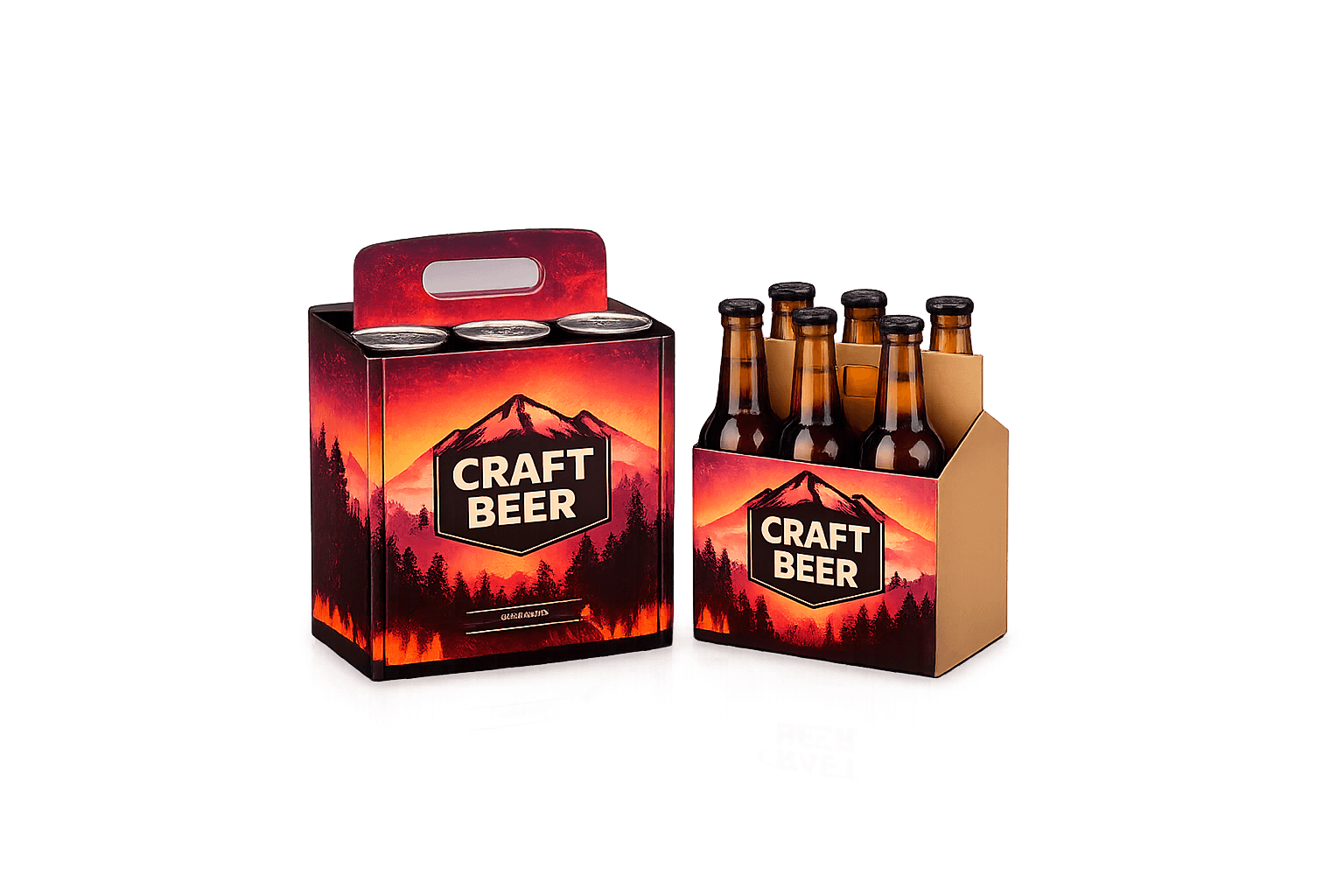 Custom beverage packaging with printed bottle cartons, protective dividers and carry-ready structures for retail