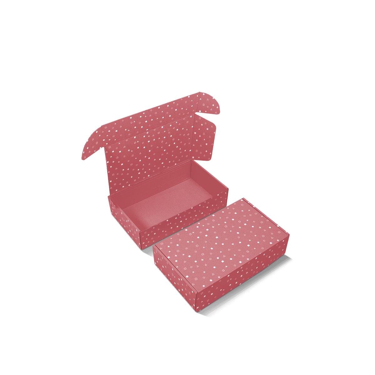 Custom front lock mailer box shown assembled with a firm front closure for protected product delivery