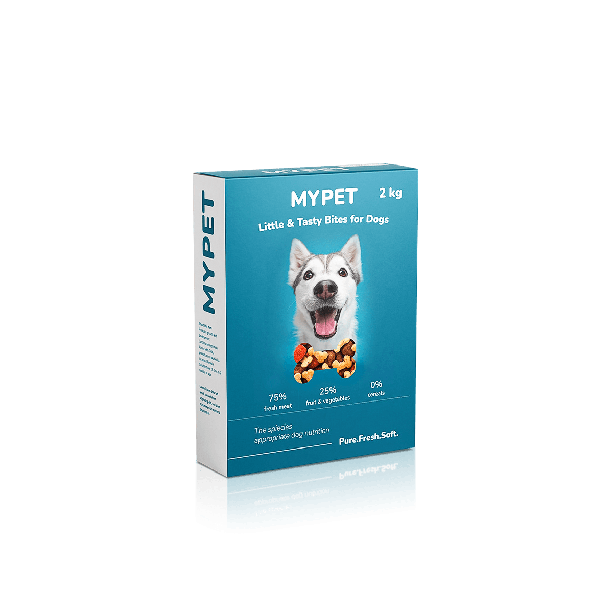 Custom pet food boxes with branded printed panels for dry food products, shelf display and secure carton fit.